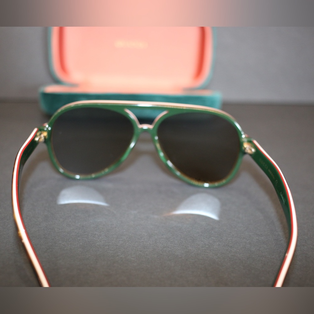 GUCCI GG0270S 0270 Havana Ivory Brown Stripe Retro Aviator Unisex Sunglasses 003 - Picture 5 of 16